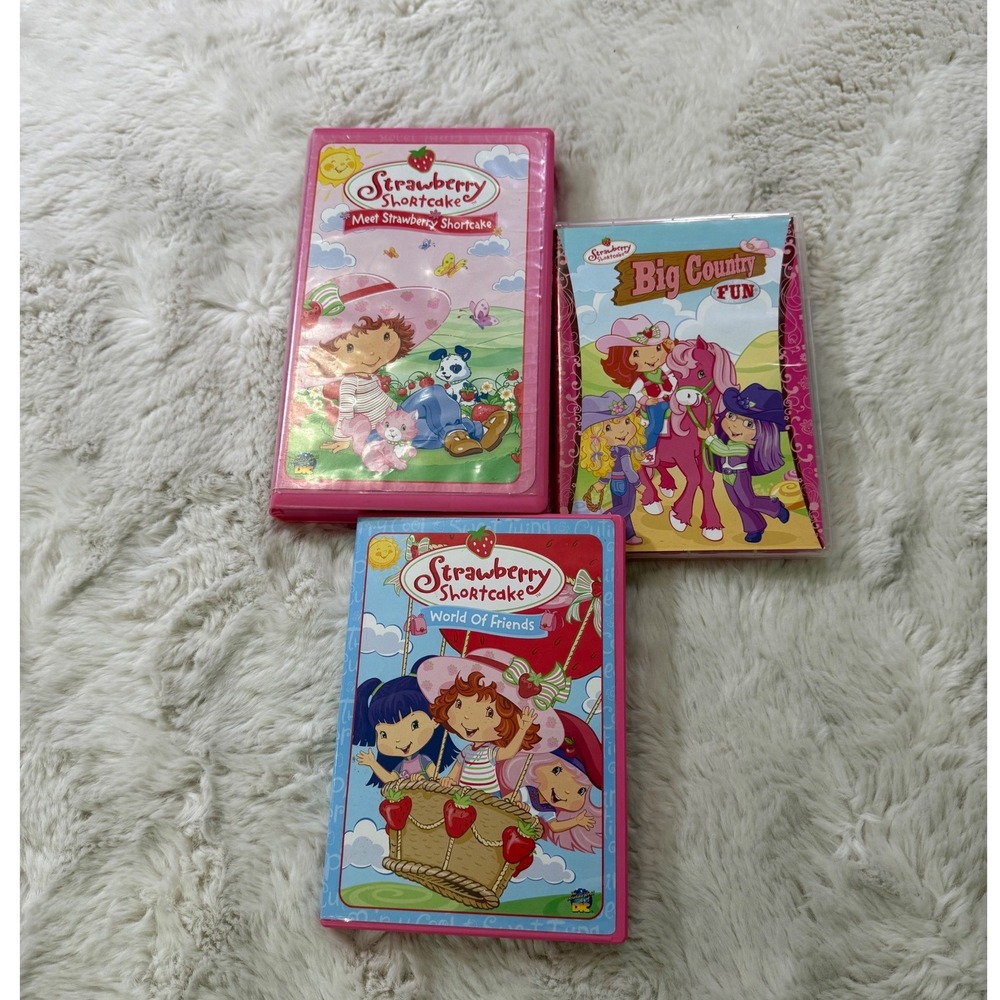 LOT OF 3 Strawberry Shortcake DVD Pink Meet World of Friends 2000s Cartoon